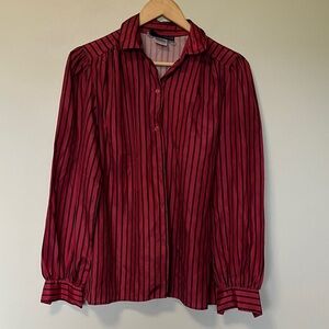 Vintage Impromptu Red and Black Striped Button-Up Shirt